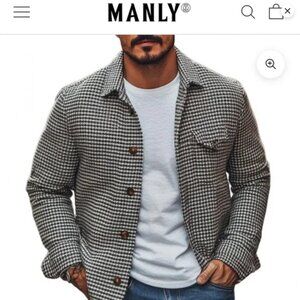 NWT Manly B/W Houndstooth Button Up Shirt/Jacket XL